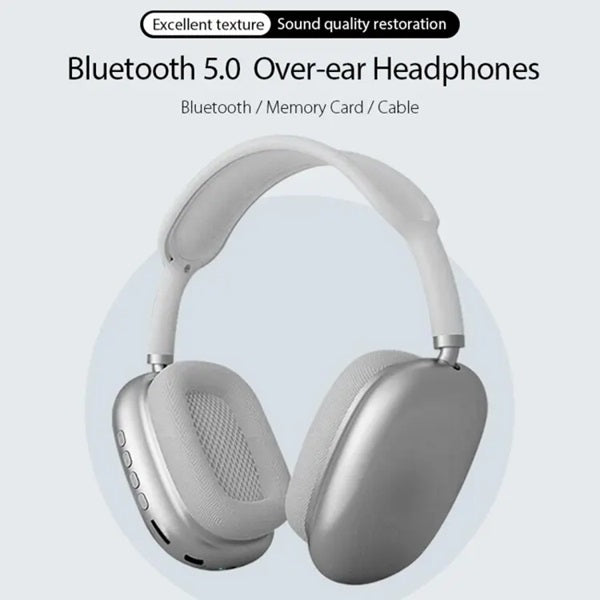 P9 Wireless Headphones Bluetooth Headset Deep Bass Over-Ear Foldable Stereo Headphone | TF Card AUX Support | Android iOS Compatible | Black White