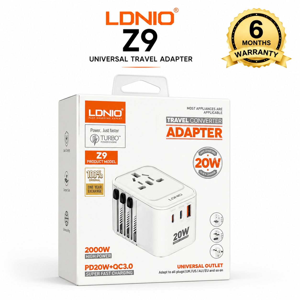 LDNIO Adapter Z9 20W