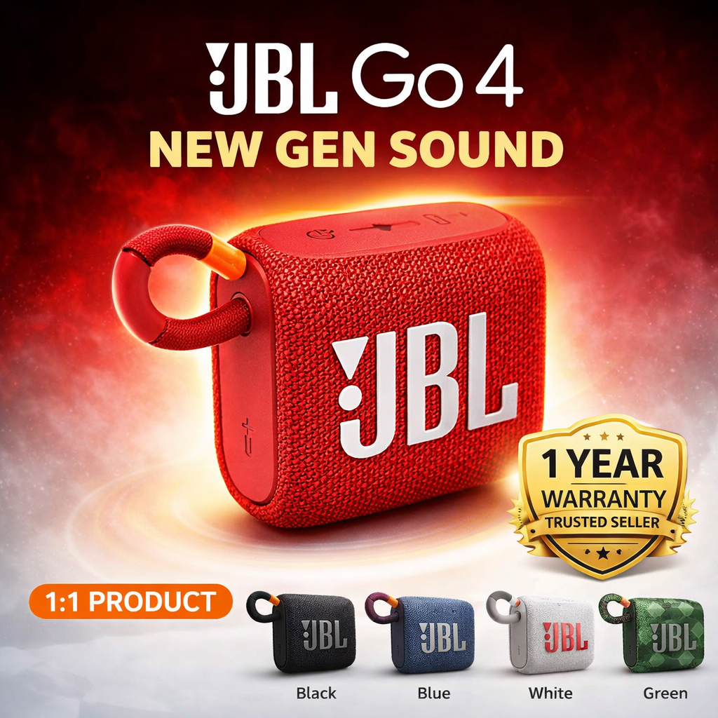 JBL Go 4 Bluetooth Speaker – Powerful Deep Bass – Portable Mini Waterproof Speaker – 1:1 Premium Copy (Original Quality) - White