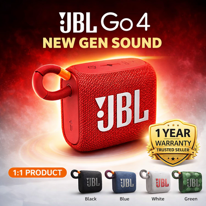 JBL Go 4 Bluetooth Speaker – Powerful Deep Bass – Portable Mini Waterproof Speaker – 1:1 Premium Copy (Original Quality) - White